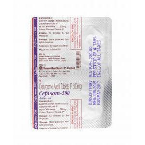 Cefasom, Cefuroxime tablets back