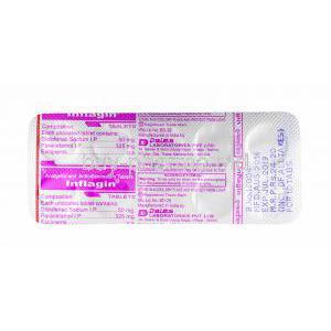 Inflagin, Diclofenac and Paracetamol tablets back