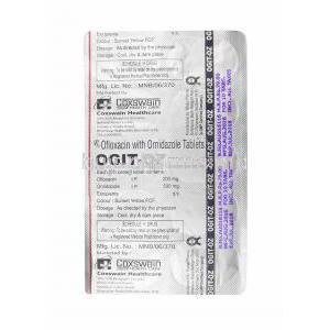 Ogit OZ, Ofloxacin and Ornidazole tablets back