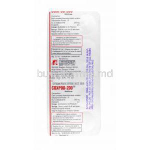Coxpod, Cefpodoxime tablets back
