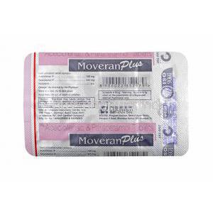 Moveran Plus, Aceclofenac and Paracetamol tablets back