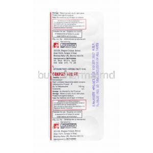 Coxpod DT, Cefpodoxime 100mg tablets back