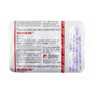Moveran MR, Chlorzoxazone, Diclofenac and Paracetamol tablets back