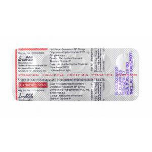 Dynapar SPAS, Diclofenac and Dicyclomine tablets back