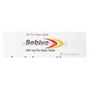 Sebivo, 28 tabs 600mg, Novartis, box side view