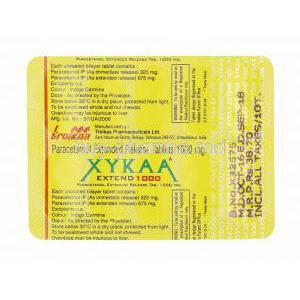 Xykaa Extend, Paracetamol 1000mg tablets back