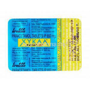 Xykaa Rapid, Paracetamol 650mg tablets back