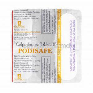 Podisafe, Cefpodoxime tablets back