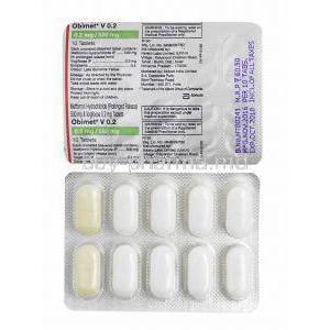 Obimet V, Metformin and Voglibose 0.2mg tablets