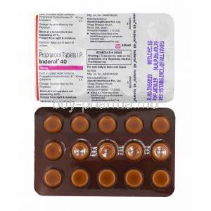Inderal, Propranolol 40mg tablets