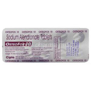 Osteofos, Generic  Fosamax, Alendronate 10 mg packaging info