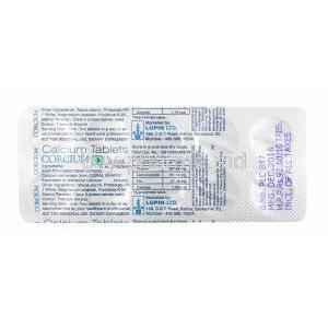 Corcium, Calcium tablets back