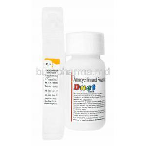 Duet Dry Syrup, Amoxicillin and Clavulanic Acid container