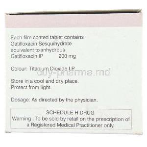 Gatispan, Generic  Tequin, Gatifloxacin 200 mg composition