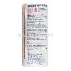 i-Pill, Levonorgestrel tablet back