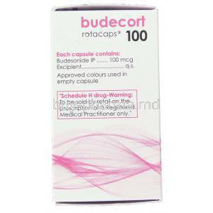 Generic Pulmicort, Budecort Budesonide 100 mcg Rotacaps box composition