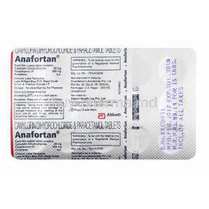 Anafortan, Camylofin and Paracetamol tablets back