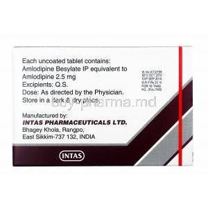 Amtas, Amlodipine 2.5mg manufacturer