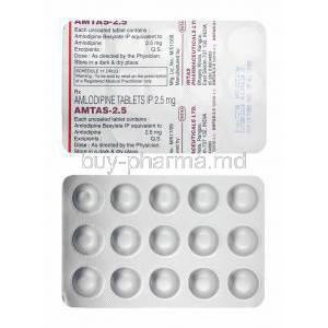 Amtas, Amlodipine 2.5mg tablets
