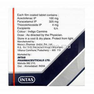Bakflex Plus, Thiocolchicoside, Aceclofenac and Paracetamol composiiton