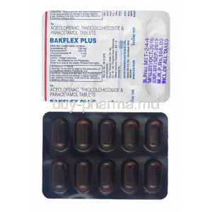 Bakflex Plus, Thiocolchicoside, Aceclofenac and Paracetamol tablets