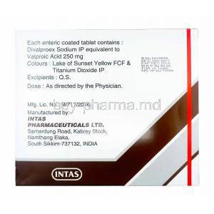 Divaa, Divalproex 250mg manufacturer