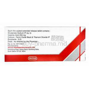 Divaa-OD, Divalproex 250mg manufacturer