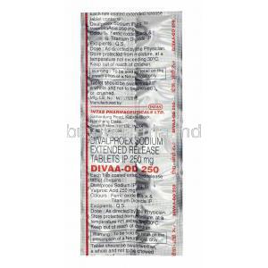 Divaa-OD, Divalproex 250mg tablets