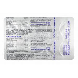 Calinta Max capsules back