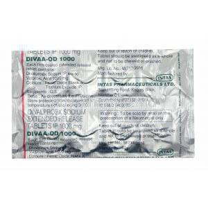 Divaa-OD, Divalproex 1000mg tablets