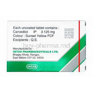 Carca, Carvedilol 3.125mg manufacturer