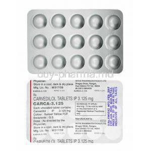 Carca, Carvedilol 3.125mg tablets