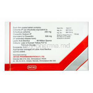 Ceftas CL, Cefixime, Cloxacillin and Lactobacillus 200mg manufacturer