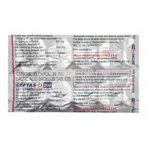 Ceftas CL, Cefixime, Cloxacillin and Lactobacillus 200mg tablets