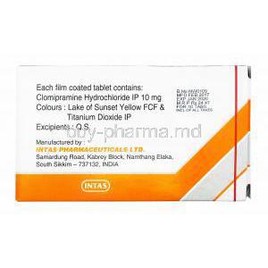 Clonil, Clomipramine 10mg manufacturer