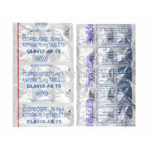 Clavix-AS, Aspirin low strength and Clopidogrel 75mg tablets