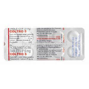 Coltro, Rosuvastatin 5mg tablets back