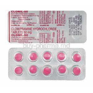 Clonil, Clomipramine 50mg tablets