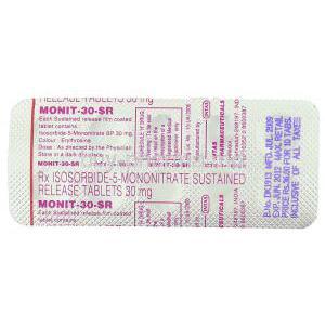 Generic Imdur, Isosorbide Mononitrate SR Tablet Packaging information