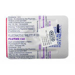 Flutas, Fluconazole 150mg tablet back