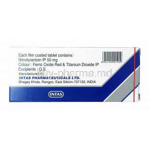 Niftas, Nitrofurantoin 50mg manufacturer