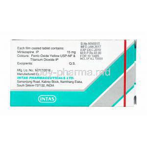 Mirnite, Mirtazapine 15mg manufacturer