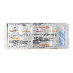 Lukotas LC, Levocetirizine and Montelukast tablets back