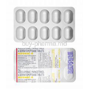 Hifenac-D, Aceclofenac, Paracetamol and Serratiopeptidase tablets