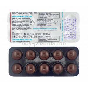 Gabapin Plus, Gabapentin, Methylcobalamin and Alpha Lipoic Acid 100mg tablets