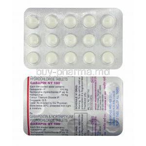 Gabapin NT, Gabapentin and Nortriptyline 100mg tablets