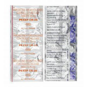 Pexep CR, Paroxetine 25mg tablets