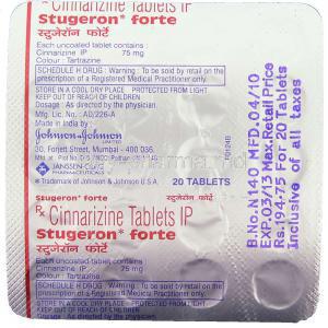 Stugeron,  Cinnarizine 75 Mg Tablet