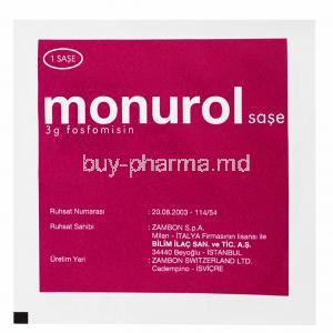 Monurol, sachet front view