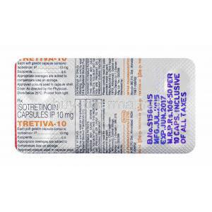 Tretiva, Isotretinoin 10mg capsules back